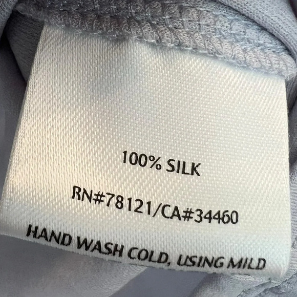 Eileen Fisher Crinkle Texture 100% Silk Button Jacket & Tank Top Set Silver Sz S - Picture 11 of 13